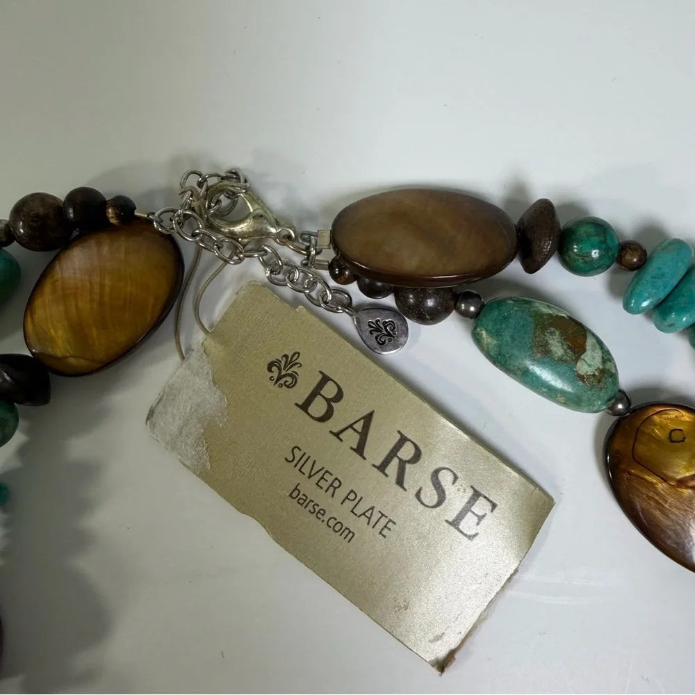Studio Barse Two Strand Silver Plated‎ Genuine Turquoise and Amber Necklace NWT